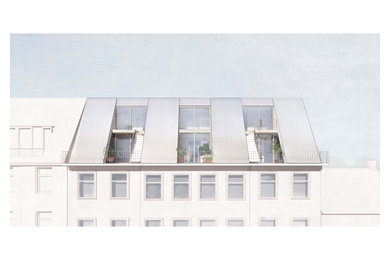 Mittelgroßes, Zweistöckiges Modernes Wohnung mit Satteldach in Hamburg