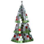 Kurt Adler - 5" Christmas Brites Mirrored Mosaic Cone Christmas Tree Ornament - From the Christmas Brites Collection