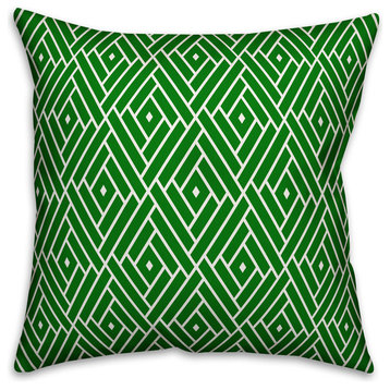 Lime Colored Diamond Pattern Outdoor Throw Pillow, 18x18