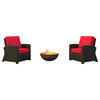 Barbados 2 Piece Modern Outdoor Chat Set, Flagship Ruby Cushions