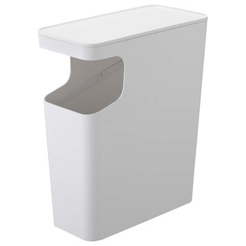 Side Table Trash Can, Plastic, White