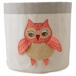 The Little Acorn - Small Baby Orange Owl Bin - Baby Owl Storage Bins - NEW from The Little Acorn, Storage Bins! Babies and stuff go together like Peanut butter & Jelly, you can never have enough storage! We've hand appliqued our favorite Baby Owl characters onto durable heavyweight 100% cotton canvas bins. Perfect storage for the nursery or toddlers room. Coordinates back to "Baby Owl" bedding collections.
