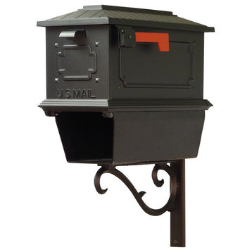 Kingston Mailbox With Newspaper Tube & Sorrento Front Mailbox Mounting Bracket