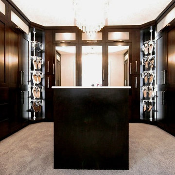 Custom Dark Maple Wood Master Closet