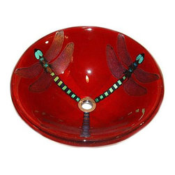 Mark Ditzler - Glass Bathroom Sink | Red Dragonfly - Bathroom Sinks