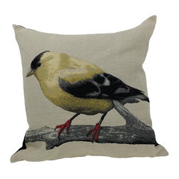 Xia Home Fashions - Bird Emboridery Pillow Collection, Gold - Decorative Pillows