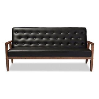 Sorrento Retro Upholstered Wooden 3 Seater Sofa Midcentury