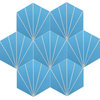 8"x9" Menara Handmade Cement Tiles, Set of 12, Blue/White