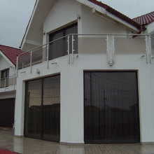 Steel railings with wood inserts