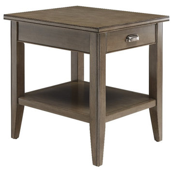 Leick Furniture Laurent 24"H End Table with Drawer and Display Shelf in Gray
