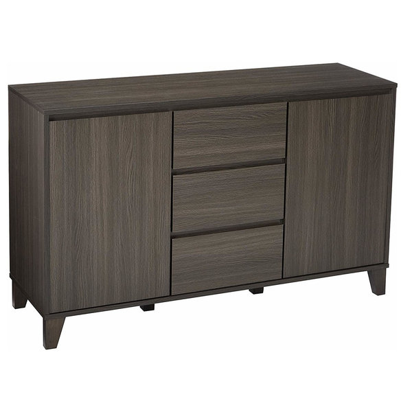Anitra Oak Gray Wood Modern Buffet Server 2 Door Cabinet Console Table