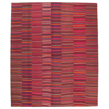Rustic Vintage Striped Kilim Rug, 11'00 x 13'02