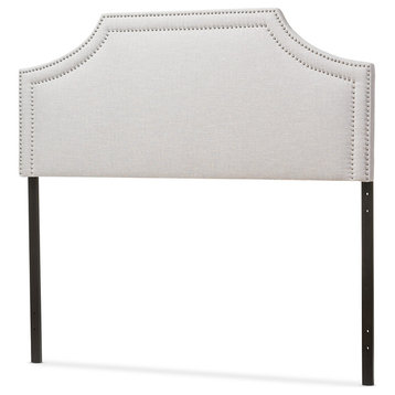 Avignon Fabric Upholstered Headboard, Grayish Beige, King