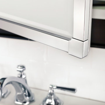 GlassCrafters' Park Ave Framed Mirrored Medicine Cabinet - door corner detail