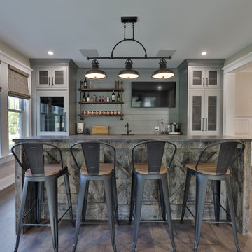 Industrial Bar - Quartzite and Metal Barstools