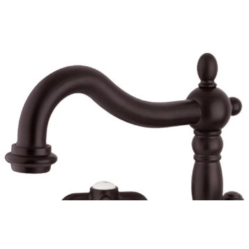 French Country Bathroom Faucet, Curved Spout & 2 Curved Crossed Handles, Bronze