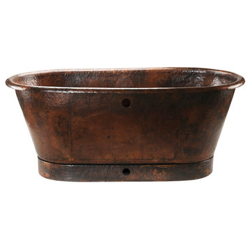 72" Hammered Copper Modern Style Bathtub With Overflow Holes