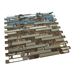 Dark Emperador and Stainless Steel Luxury Diamond Glass Mosaic Tile Collection - Home Accessories & Decor