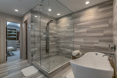 Inspiration for a contemporary master bathroom remodel in Omaha