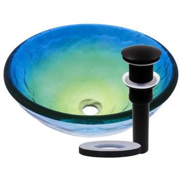 Miseno MNO-191 Circular 16-1/2" Tempered Glass Vessel Bathroom - Flat Black