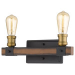 Z-Lite - Kirkland 2 Light Bathroom Vanity Light, Rustic Mahogany - Complete with a sleek back piece, this one-light wall sconce is constructed of faux barnwood. Hues of rustic mahogany meet deep tones to create a multidimensional visual.