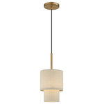 Livex Lighting - Bellingham 1-Light Antique Gold Leaf Mini Pendant - The Gladstone mini pendant is both modern and versatile. The hand-crafted ash gray colored fabric hardback shade sets a pleasant mood. The one-light double drum shade adds character to this handsomely styled pendant.  Perfect fit for the kitchen and bedroom. This sleek design is shown in an antique gold leaf finish.