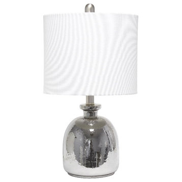 Elegant Designs Silvery Glass Table Lamp with White Shade