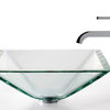 Glass Vessel Sink, Bathroom Ramus Faucet, PU Drain, Mounting Ring, Chrome