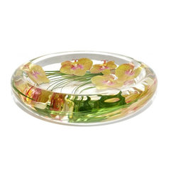 Yellow/Pink Spotted Phalaenopsis Flower Bowl - Home Decor