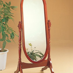 Traditional Brown Wood Glass Cheval Mirror - Products