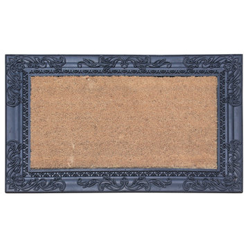 Rubber and Coir Alba Black Finished Outdoor Doormat, 24"x36"
