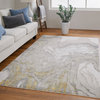 Weave and Wander Omari Contemporary Watercolor Rug, Ivory, 8'x11'