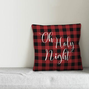 Plaid Oh Holy Night 18"x18" Throw Pillow Cover