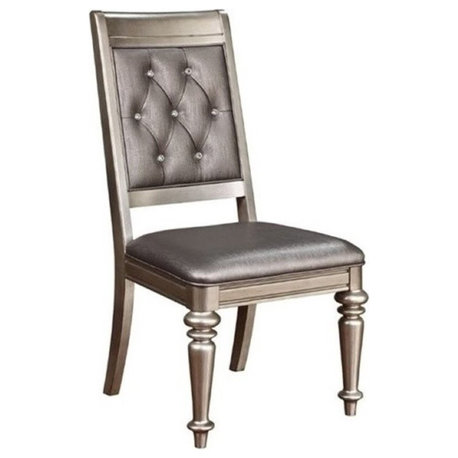 Bowery Hill Tufted Dining Side Chair in Metallic Platinum