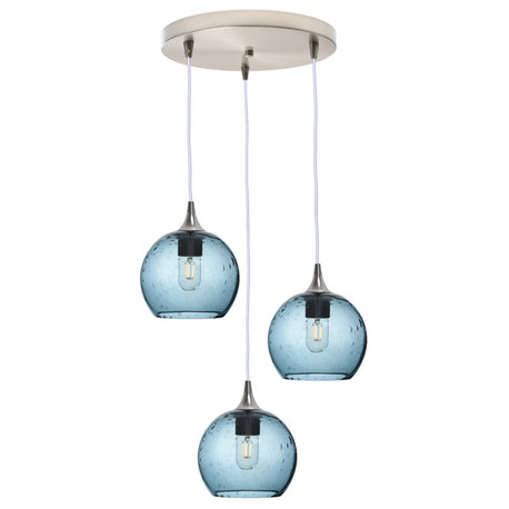 3 Pendant Cascade Chandelier, Slate Gray, Brushed Nickel, 4 Watt