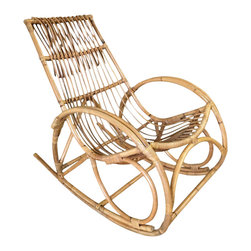 Restored Oversized Stick Rattan Rocking Chair in the Style of Franco Albini - Rocking Chairs