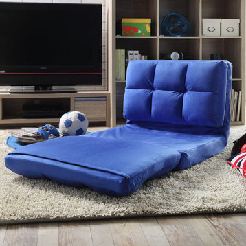 Loungie Micro-Suede Convertible Flip Chair/Sleeper Dorm Couch Lounger, Blue