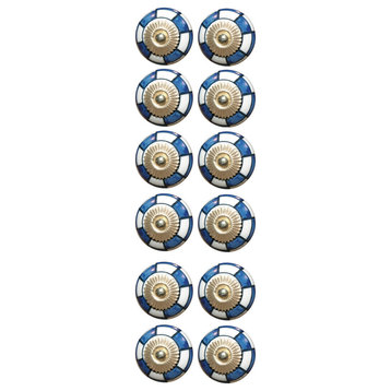 Knob-It Knobs, Set of 12, White and Blue