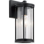 Kichler Lighting - Barras 1 Light Outdoor Wall Light, Black - The Barras 11.5in. 1 light outdoor wall light features a classic look with its Black finish and clear ribbed glass. Inspired by the early electric era style, it is sleek and stately. A perfect addition in several aesthetic outdoor environments, including traditional and transitional.