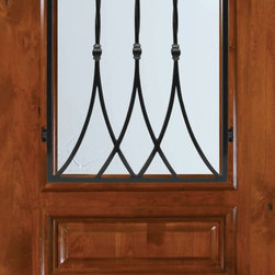 Slab Single Door 96 Wood Alder Warwick Arch Top Arch Lite - Front Doors