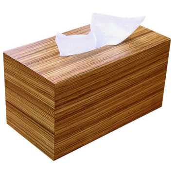 Tissue Box Cover in Zebrawood Wood, Family Rectangular Size