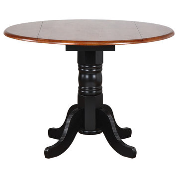 Black Cherry Selections Round Dining Table, Antique Black With Cherry Finish Top