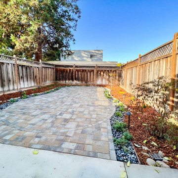 3D Design and Install of Pavers with Outdoor Lighting, Mulch, Shrubs, Rocks