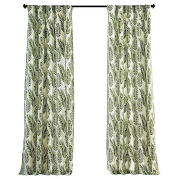 Kupala Eternal Green Printed Cotton Curtain Single Panel, 50Wx84L