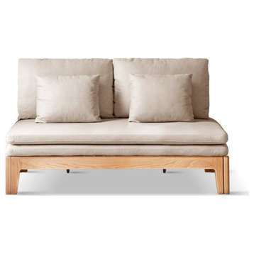 North American oak Solid Wood Sofa Bed, Gravel White. 6m Sofa Bed 63x39.4 - 78 X35.8inch