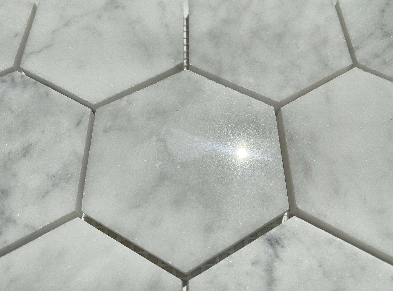 Carrara White Venato Marble 3" Hexagon Mosaic Wall Floor Tile Polished, 1 sheet