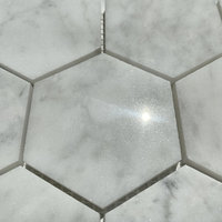 Carrara White Venato Marble 3" Hexagon Mosaic Wall Floor Tile Polished, 1 sheet