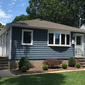 Massapequa Park Siding - Harbor Blue Shakes with Dutch Lap Sides & Windows