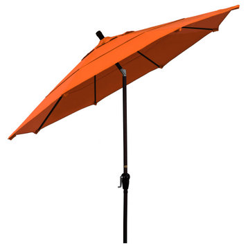 11' Bronze Auto-Tilt Crank Lift Aluminum Umbrella, Sunbrella, Tangerine