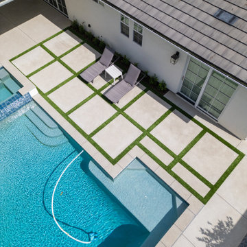 Modern Poolside Lounge with Grid Patio